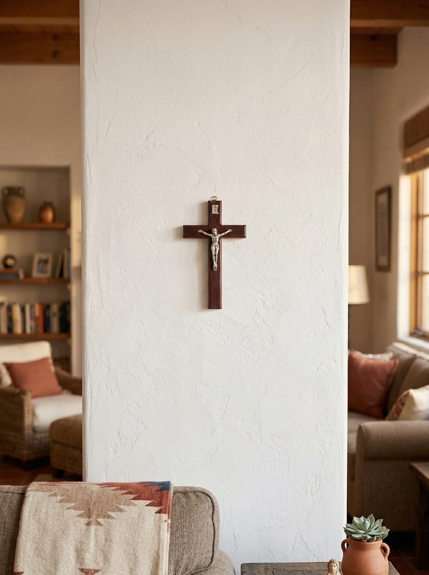Large Natural Wood Crucifix