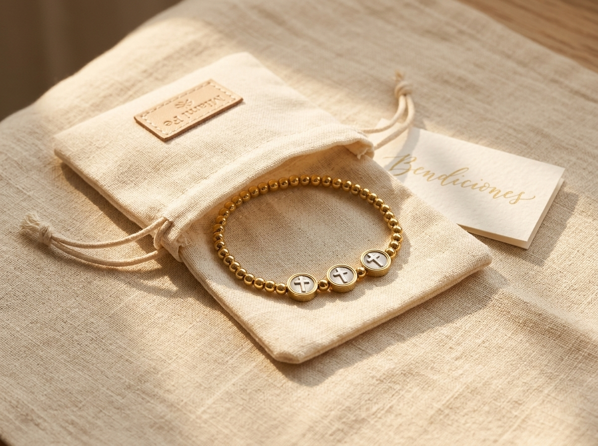 Triple Cross Gold Steel Bracelet