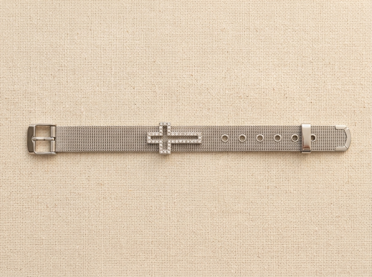 Mesh Cross Silver Steel Bracelet