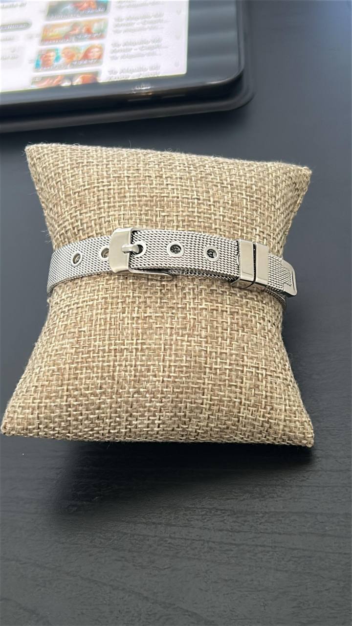 Mesh Cross Silver Steel Bracelet
