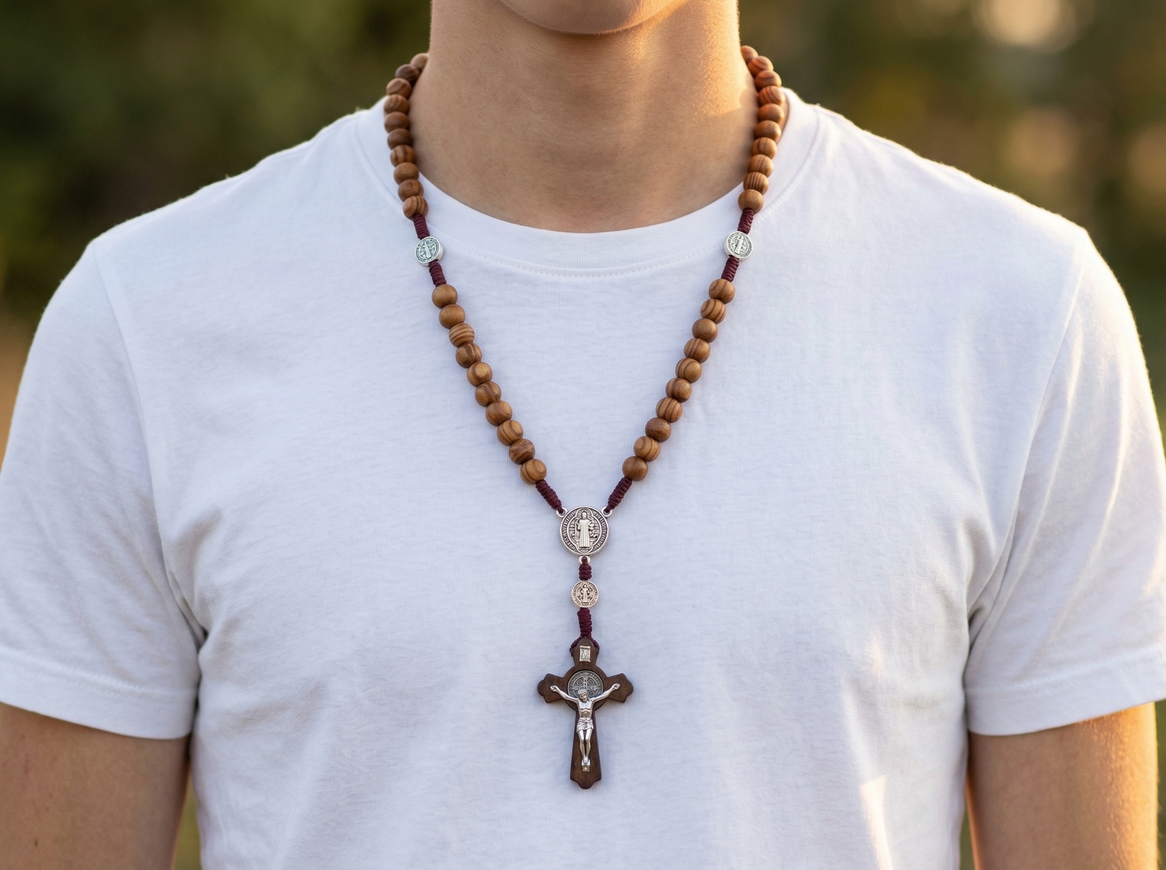 Wood Rosary Necklace
