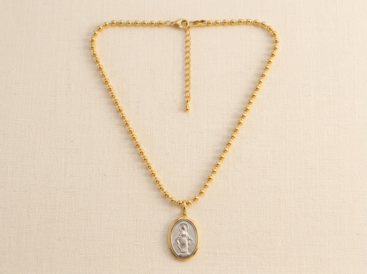 Miraculous Medal Gold Chain Necklace
