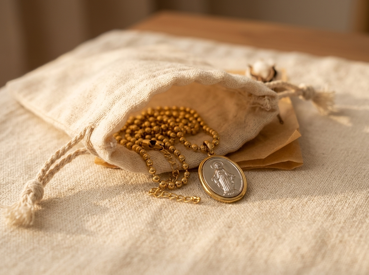 Miraculous Medal Gold Chain Necklace