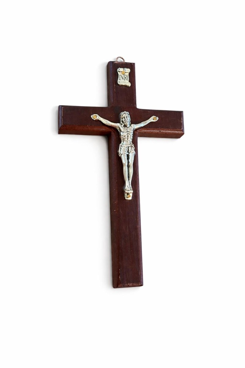 Wooden Crucifix with Silver-Tone Corpus